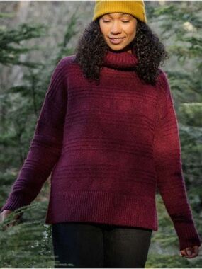 Passenger Snug Recycled Polo Neck Knitted Jumper Burgundy L